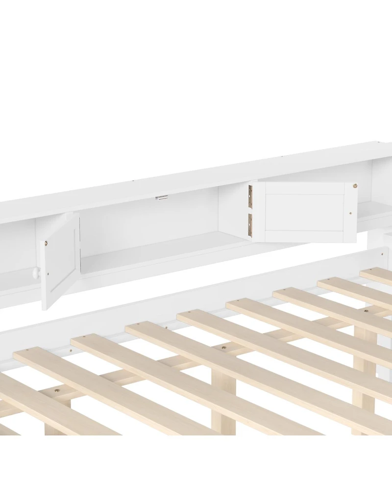 Streamdale Furniture Wood Daybed with Trundle, Storage, Shelves and Desk