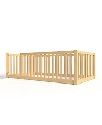 Streamdale Furniture Twin Size Bed Floor Bed with Safety Guardrails and Door for Kids