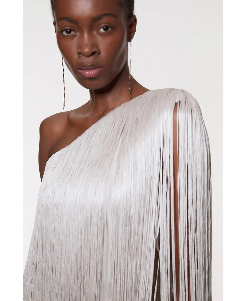 Karen Millen Women's One-Shoulder Fringe Mini Dress