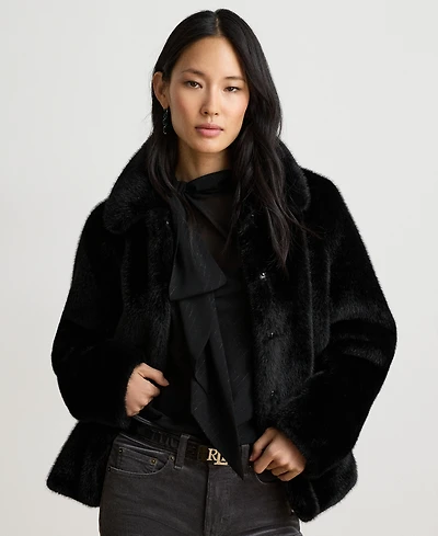 Lauren Ralph Women's Faux Fur Collared Jacket