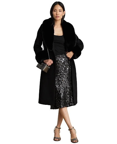 Lauren Ralph Women's Wool-Blend Wrap Coat