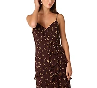 Astr the Label Women's Chiffon Ruffle V-Neck Maxi Dress