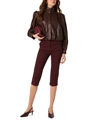 Astr the Label Women's Faux Leather Cropped Bomber Jacket