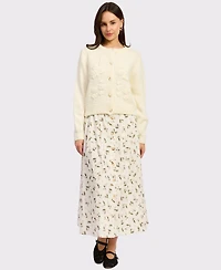 En Saison Women's Round Neck Button-Front Sweater