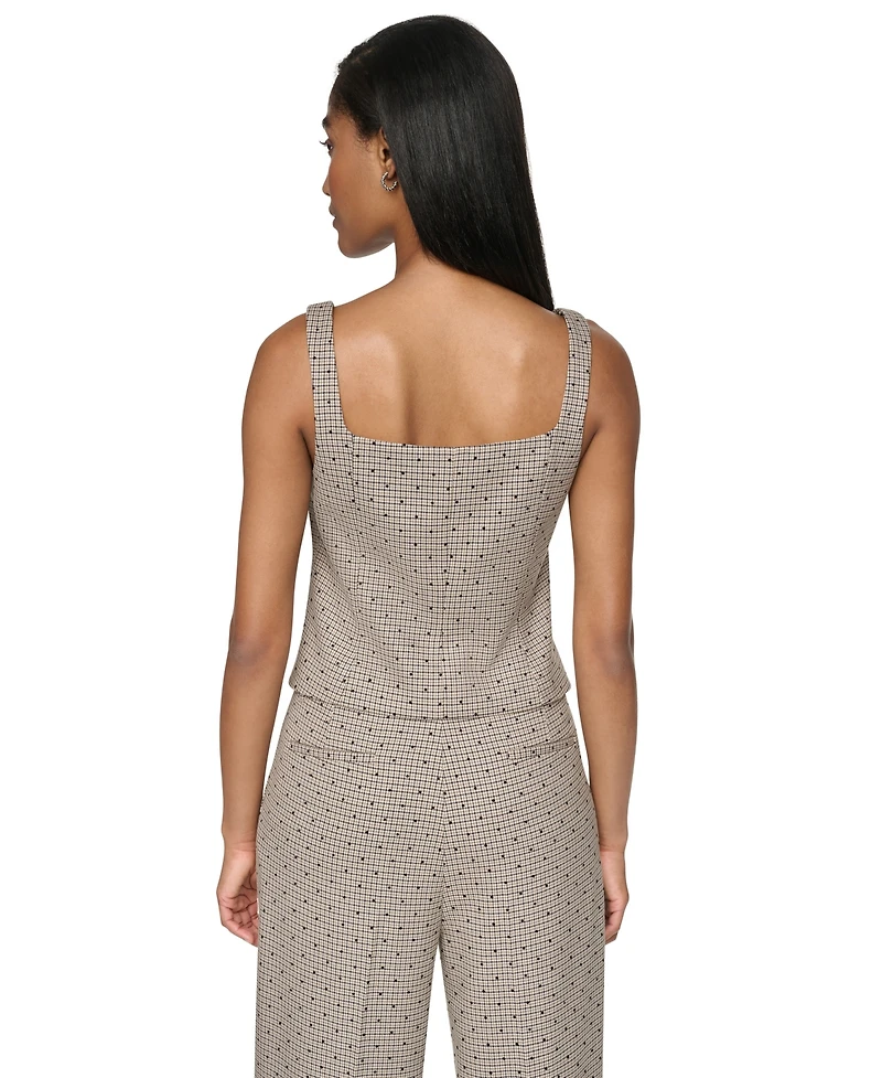 Dkny Women's Front-Button Flocked Vest Top