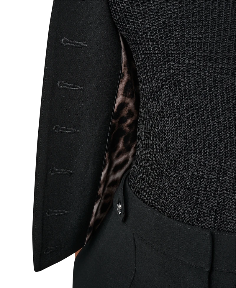 Dkny Women's Cropped Collarless Button-Front Jacket