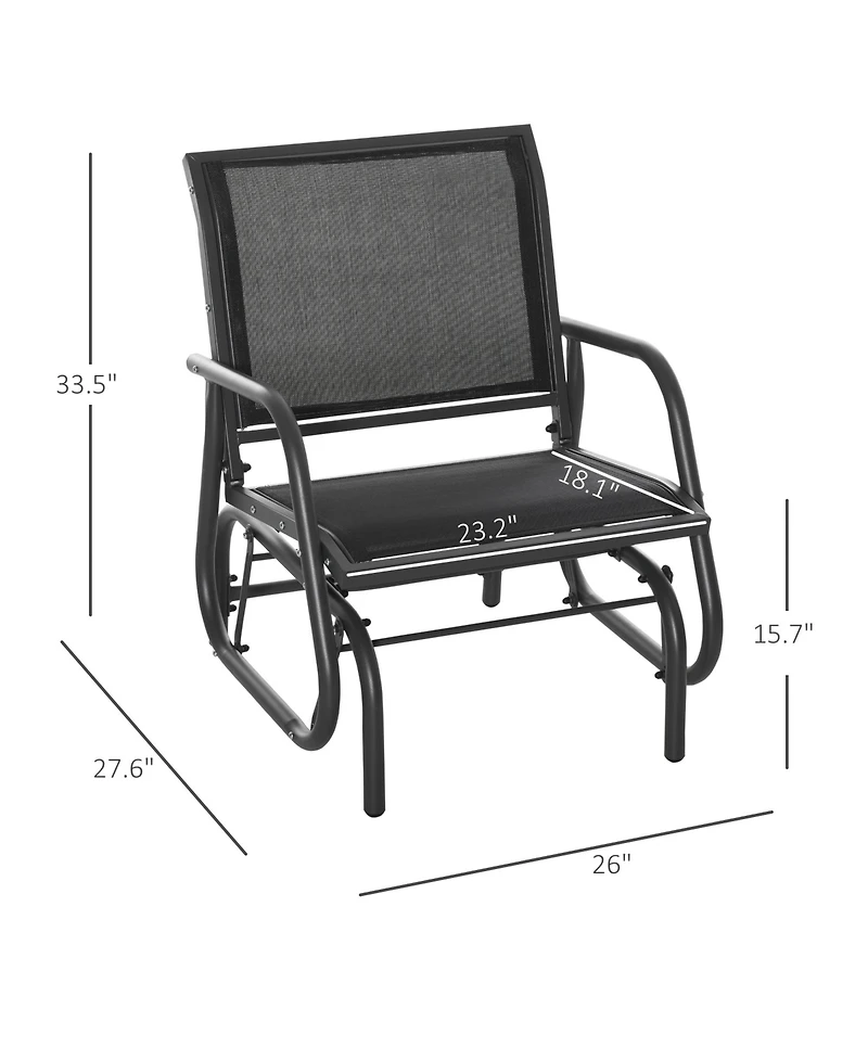Outsunny Outdoor Glider with Breathable Mesh Fabric Curved Armrests
