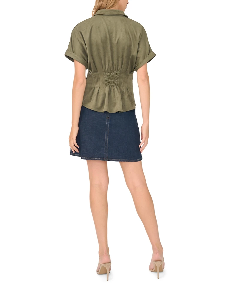 Vince Camuto Women's Short-Sleeve Button-Down Shirt Top