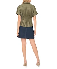 Vince Camuto Women's Short-Sleeve Button-Down Shirt Top