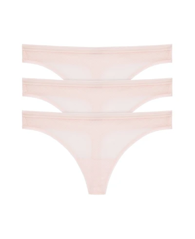 Dkny Women's 3 Pack Sheer Stripe Thong Panty