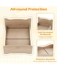 Gymax Elevated Pet Bed Frame Indoor Large Cat Bed With Rails Cute Headboards Animals Bed