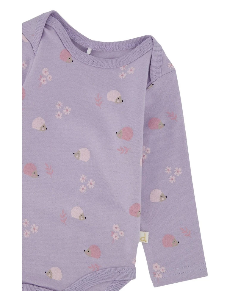 Deux par Baby Girls 3M To 24M Cotton Onesie Hedgehog Print
