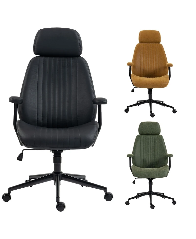 Dyhome Ergonomic Executive Home Office Chair, High Back Faux Leather Desk Chair with Headrest