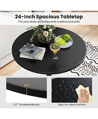 Sugift 1 Piece Modern Round Cocktail Table with Metal Base