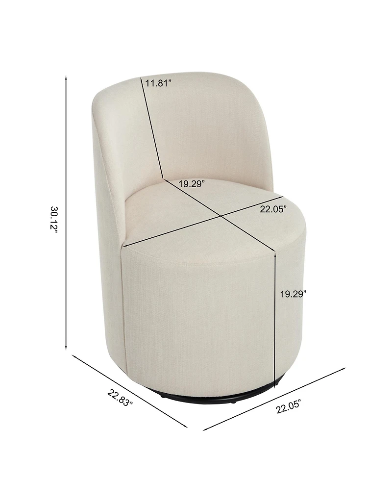 Clihome Modern Swivel Barrel Dining Chair, Linen Upholstered Armless Accent Chair