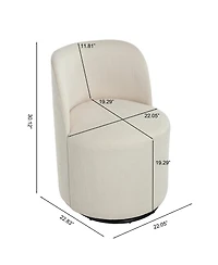 Clihome Modern Swivel Barrel Dining Chair, Linen Upholstered Armless Accent Chair