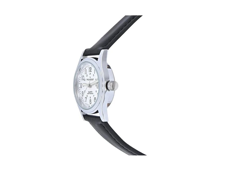 Peugeot Women s Silver Dial Nurses Sport Calendar Wristwatch Easy Reader with Black Band
