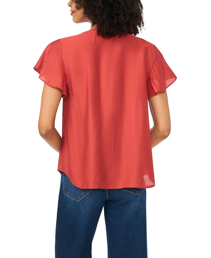 Vince Camuto Women's Tie-Front Flutter-Sleeve Raglan Blouse