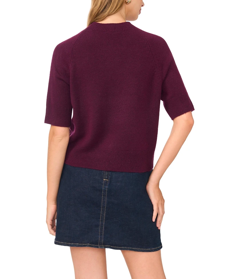 Vince Camuto Women's Cozy Mock Neck Short-Sleeve Sweater