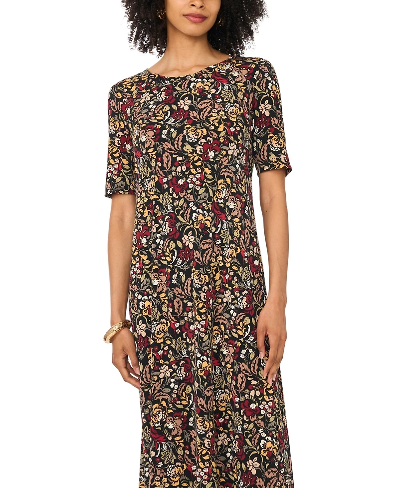 Vince Camuto Women's 3/4-Sleeve Crewneck Maxi Dress