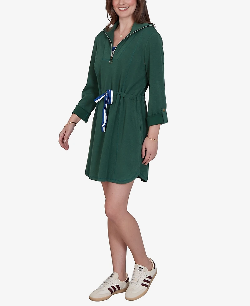 Ruby Rd. Petite Stripe Trim Drawstring Waist Dress