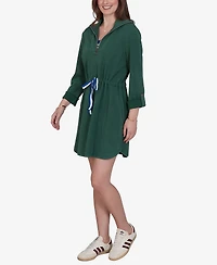 Ruby Rd. Petite Stripe Trim Drawstring Waist Dress
