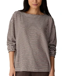 Eileen Fisher Women's Striped Bateau Neck Long-Sleeve Top