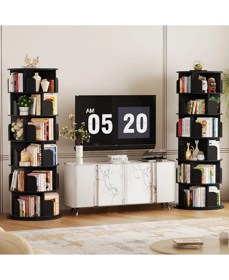 Aheaplus Rotating Bookcase, 360 Display Corner Bookshelf for Small Space