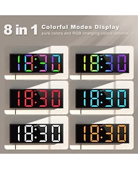 Jall 12 Inch Large Digital Wall Clock with Rgb Colors Auto Dst Night Light Perfect for Bedroom Classroom Gift Elderly