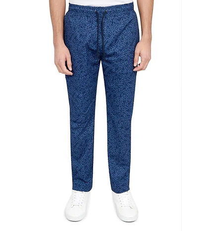 Society of Threads Men's Regular Fit Dot Textured Print Drawstring Pants