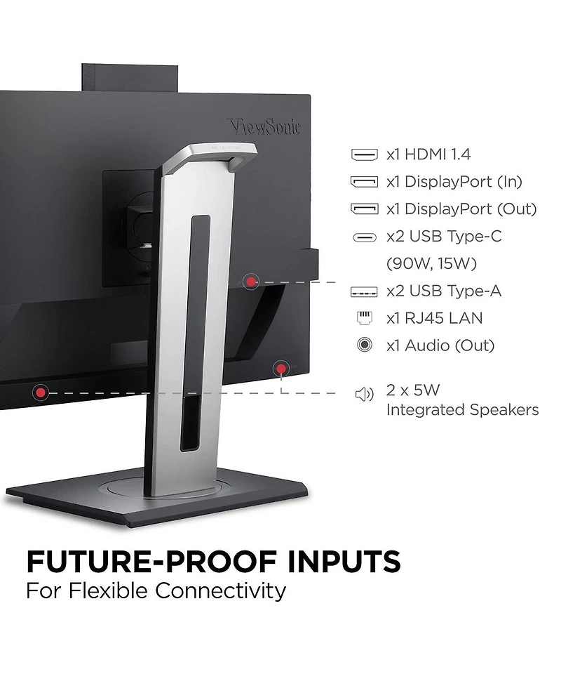 ViewSonic VG2457V 24" Ips Full Hd 100Hz Video Conferencing Usb-c Docking Computer Monitor