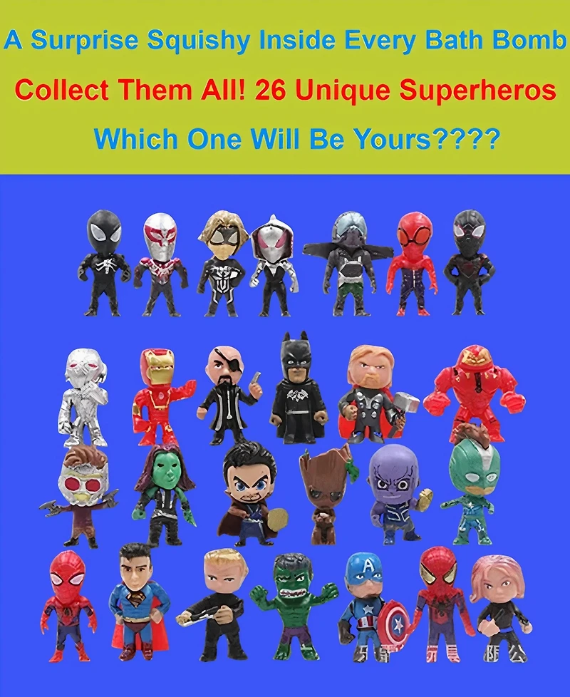 Lovery 12-Piece Superhero Bath Bombs Gift Set with Surprise Toy