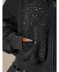 Aelfric Eden Women's Rhinestone Boxy Zip Up V302 Hoodie