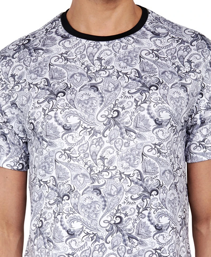 Society of Threads Men's Regular Fit Paisley Print Performance T-Shirt