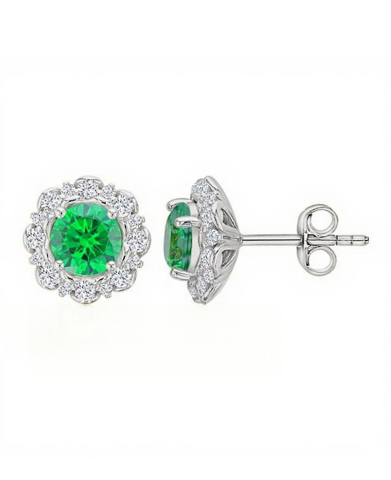 Macy's Green Classic Halo Stud Earrings