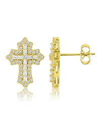 Macy's 14k Gold-Plated Retro Cross Crystal Earrings