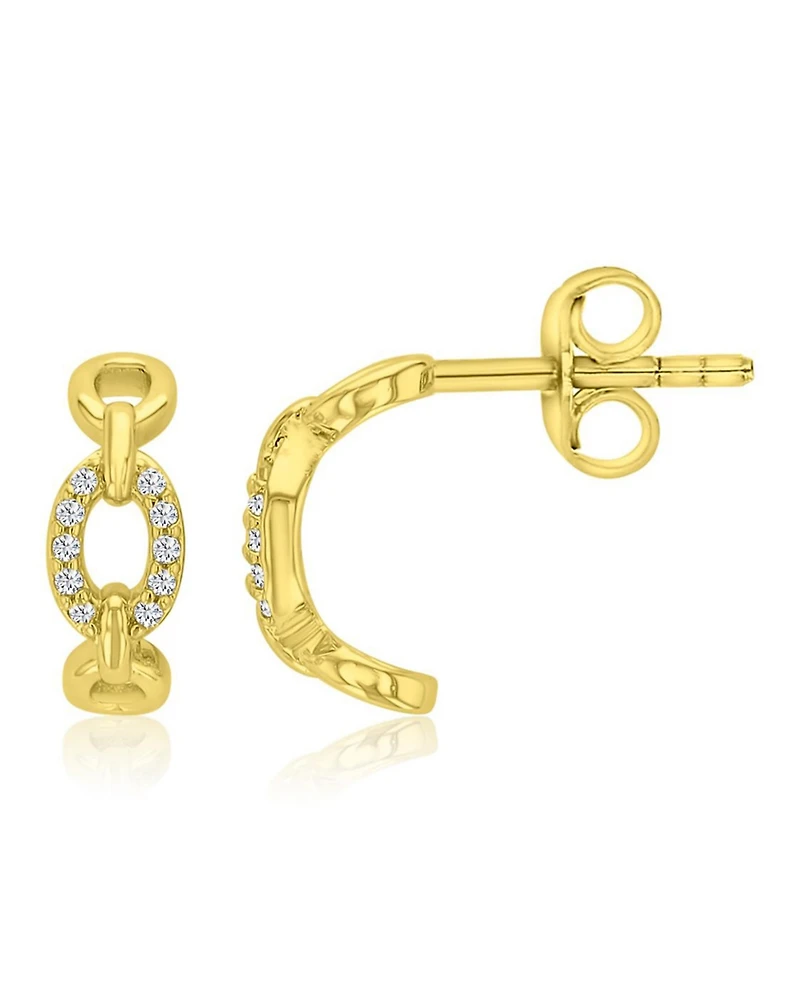Macy's 14k Gold-Plated Oval Drop J Hoop Earrings