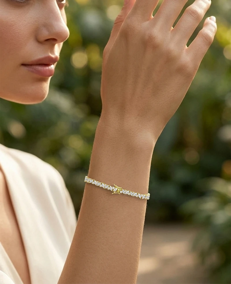 Macy's 14k Gold-Plated Slim Crystal Tennis Bracelet