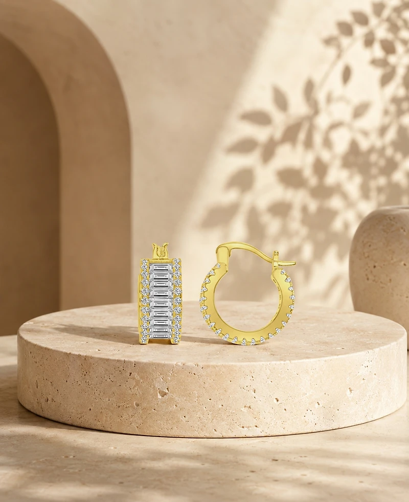 Macy's 14k Gold-Plated Casual Baguette Hoop Earrings