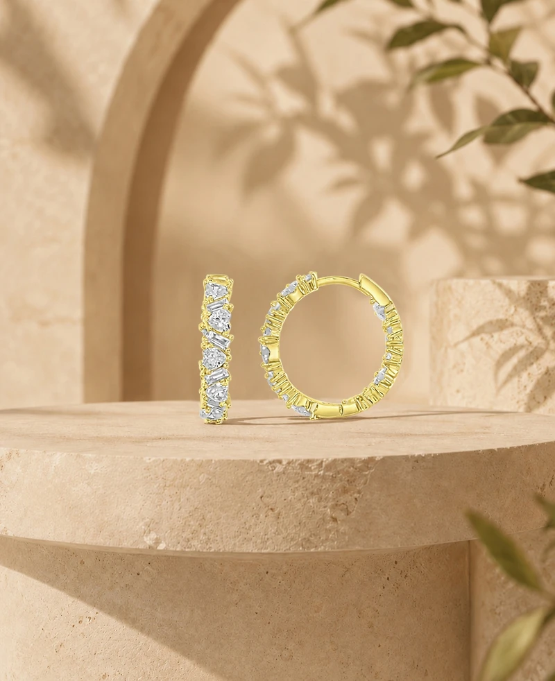 Macy's 14k Gold-Plated Long Bar Hoop Earrings