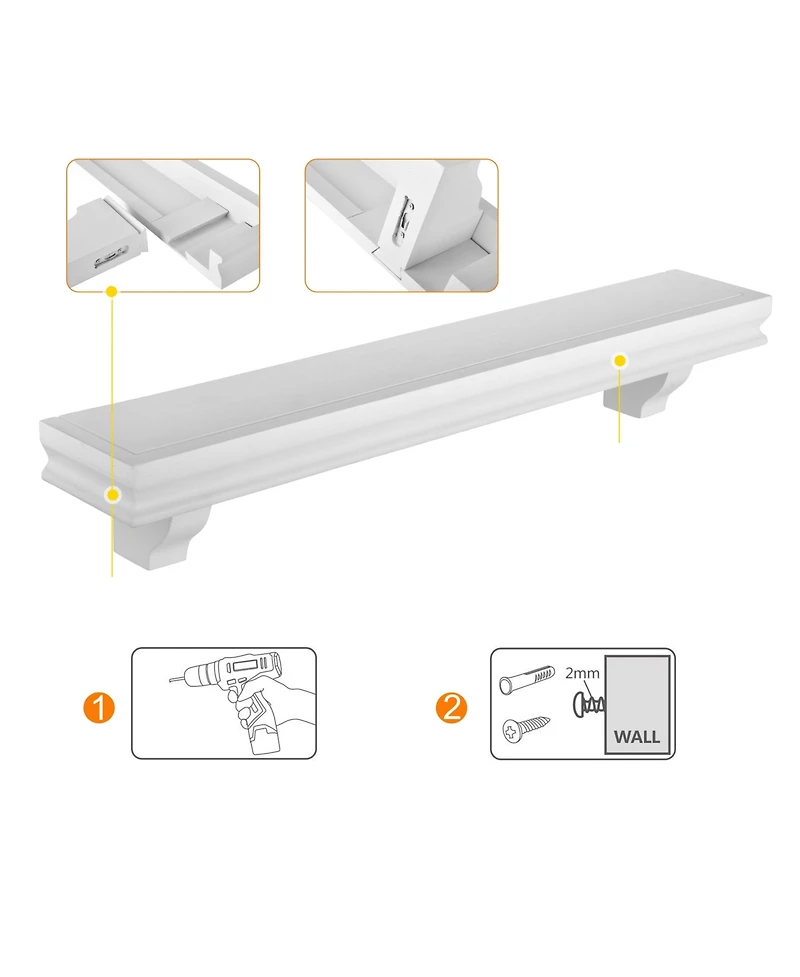 Danya B. 24" Floating Wall Decor Display Ledge Shelves - Set of 2