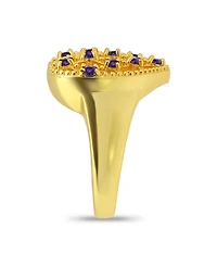 Macy's 14k Gold-Plated Over Brass Round Clear Cubic Zirconia Lattice Heart Shaped Ring