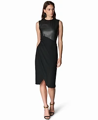 Donna Karan New York Women's Sleeveless Mixed-Media Wrap Dress