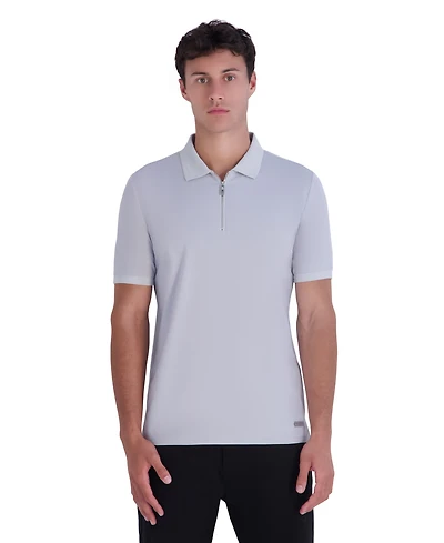 Karl Lagerfeld Paris Men's Quarter-Zip Precision Ponte Polo Shirt