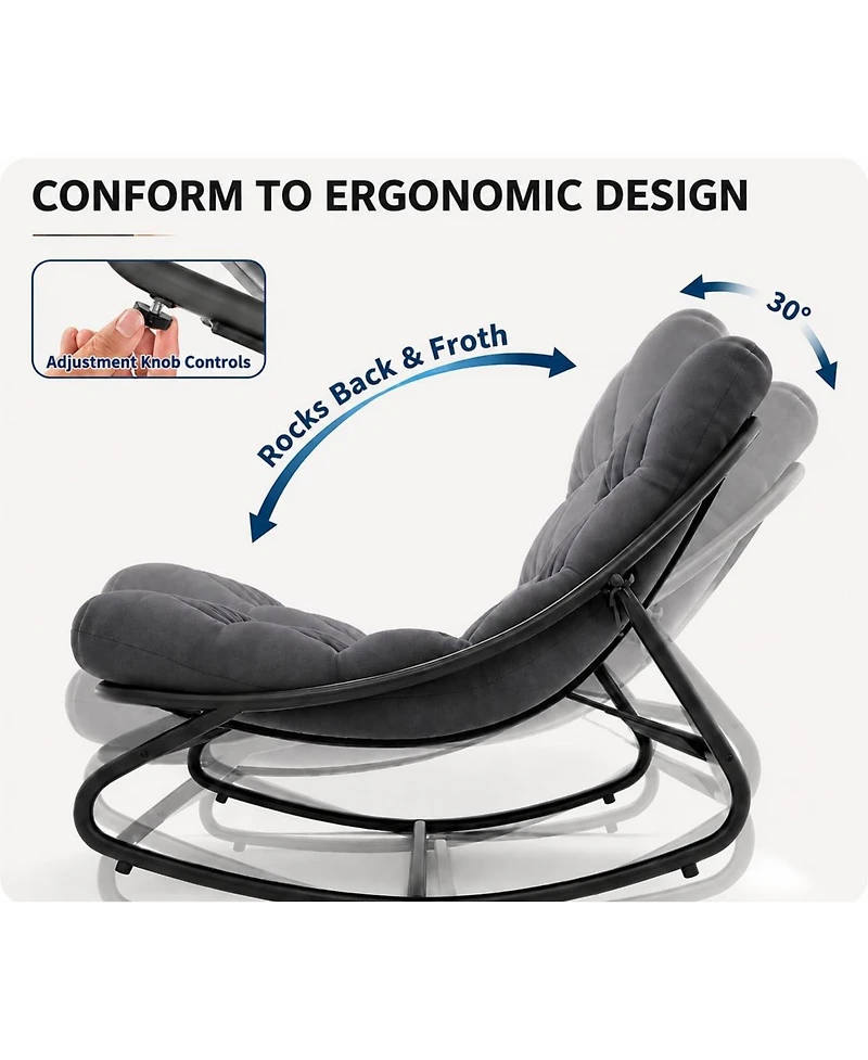 Papasan Rocking Chairs, 30 Inch Oversized Egg Rocking Chair with 450 Lb Capacity for Patio or Living Room