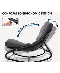 Papasan Rocking Chairs, 30 Inch Oversized Egg Rocking Chair with 450 Lb Capacity for Patio or Living Room