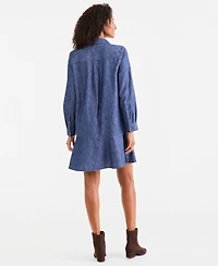 Style & Co Women's Long-Sleeve Peplum Cotton Shirt Dress, Macy's Exclusive
