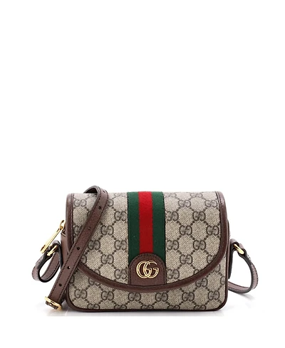Pre-Owned Gucci Mini Ophidia Flap Shoulder Bag Gg Coated Canvas