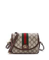 Pre-Owned Gucci Mini Ophidia Flap Shoulder Bag Gg Coated Canvas