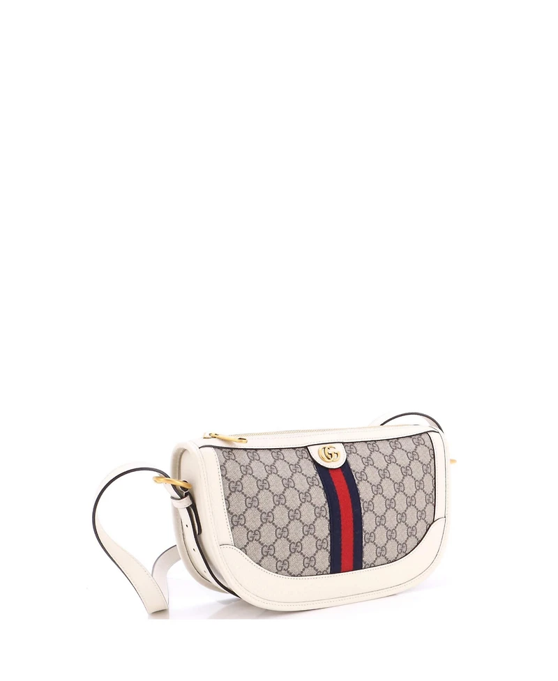 Pre-Owned Gucci Large Ophidia Curved Zip Shoulder Bag Gg Coated Canvas with Leather